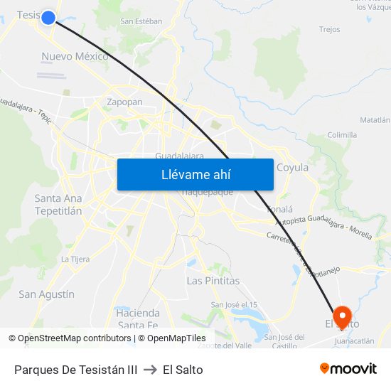 Parques De Tesistán III to El Salto map