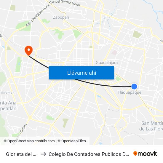 Glorieta del Charro to Colegio De Contadores Publicos De Guadalajara map