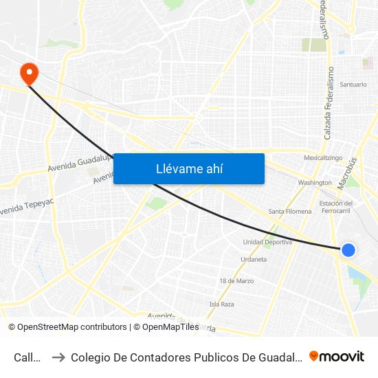 Calle 9 to Colegio De Contadores Publicos De Guadalajara map