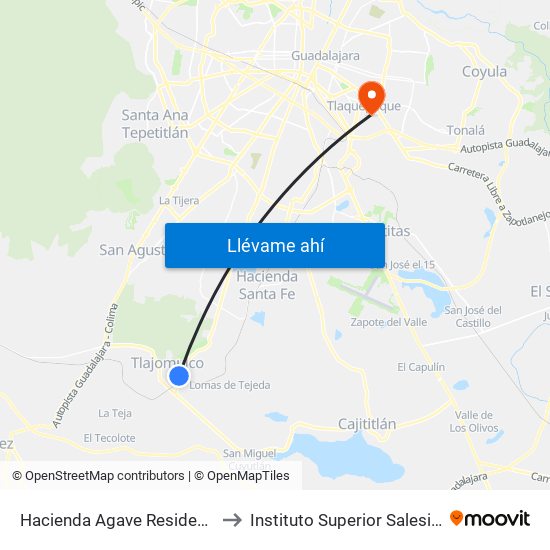 Hacienda Agave Residencial to Instituto Superior Salesiano map