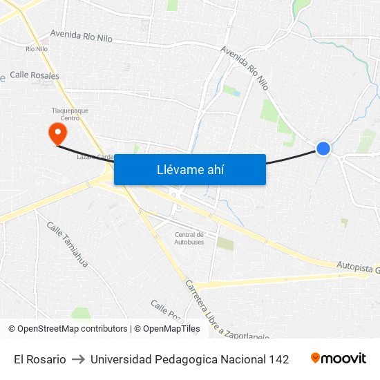 El Rosario to Universidad Pedagogica Nacional 142 map