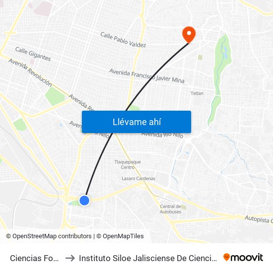 Ciencias Forenses to Instituto Siloe Jalisciense De Ciencias De La Salud map