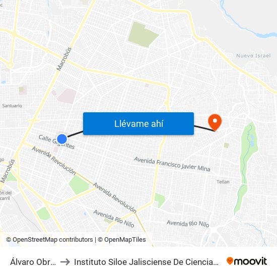 Álvaro Obregón to Instituto Siloe Jalisciense De Ciencias De La Salud map