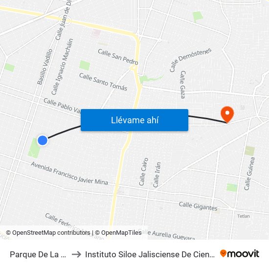 Parque De La Ex Penal to Instituto Siloe Jalisciense De Ciencias De La Salud map