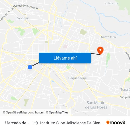 Mercado de Abastos to Instituto Siloe Jalisciense De Ciencias De La Salud map