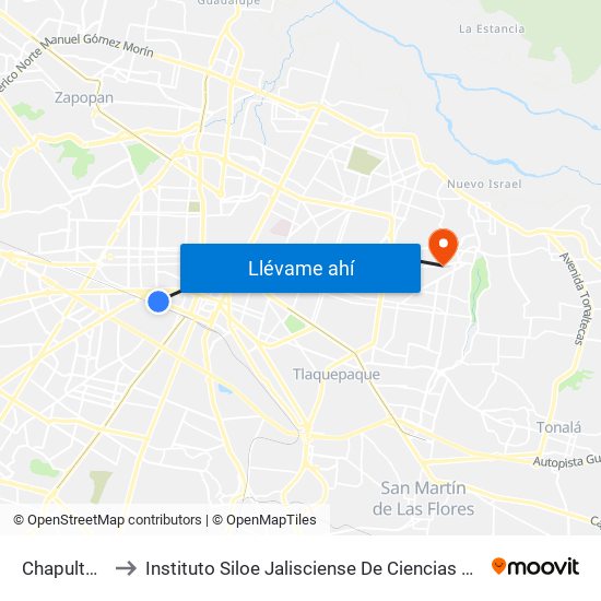 Chapultepec to Instituto Siloe Jalisciense De Ciencias De La Salud map