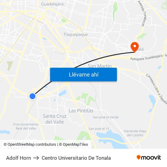 Adolf Horn to Centro Universitario De Tonala map
