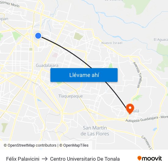 Félix Palavicini to Centro Universitario De Tonala map