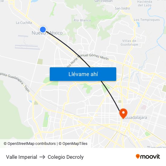 Valle Imperial to Colegio Decroly map