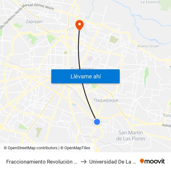 Fraccionamiento Revolución (Foráneos) to Universidad De La Cienega map