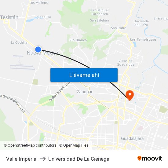 Valle Imperial to Universidad De La Cienega map