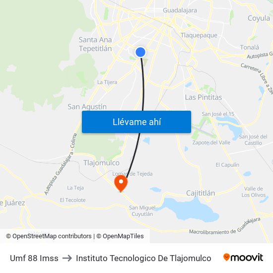 Umf 88 Imss to Instituto Tecnologico De Tlajomulco map