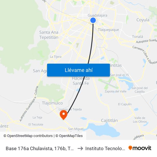 Base 176a Chulavista, 176b, T13a-5, 178 Lilas Y 180a Rancho to Instituto Tecnologico De Tlajomulco map