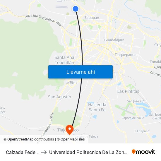 Calzada Federalistas, 1980 to Universidad Politecnica De La Zona Metropolitana De Guadalajara map