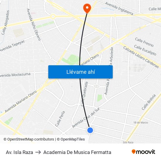 Av. Isla Raza to Academia De Musica Fermatta map