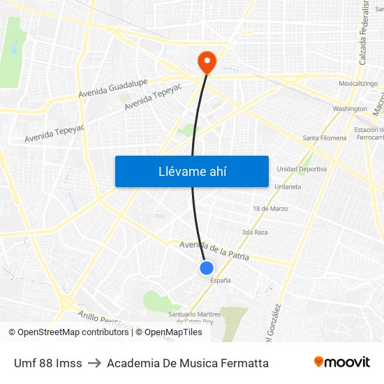 Umf 88 Imss to Academia De Musica Fermatta map