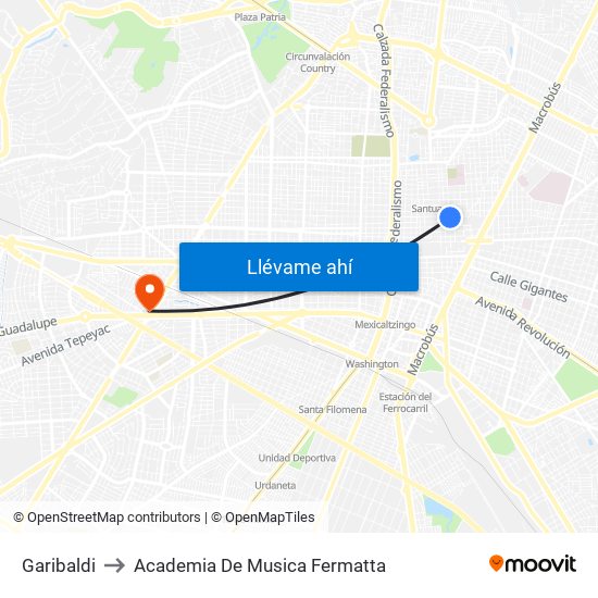 Garibaldi to Academia De Musica Fermatta map