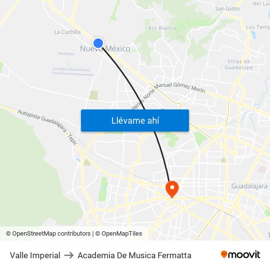 Valle Imperial to Academia De Musica Fermatta map