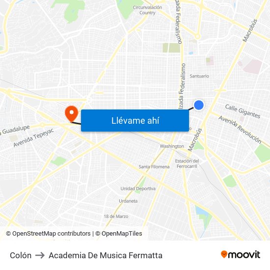 Colón to Academia De Musica Fermatta map