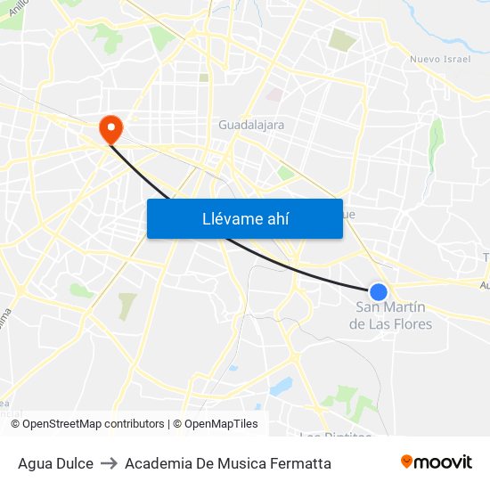 Agua Dulce to Academia De Musica Fermatta map