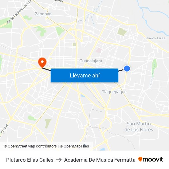 Plutarco Elías Calles to Academia De Musica Fermatta map