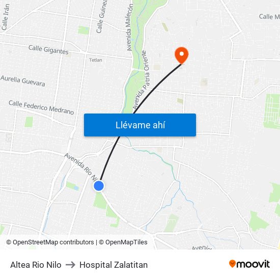 Altea Rio Nilo to Hospital Zalatitan map