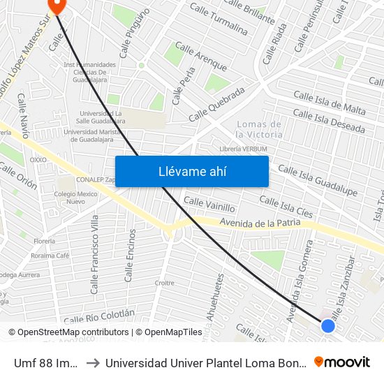 Umf 88 Imss to Universidad Univer Plantel Loma Bonita map