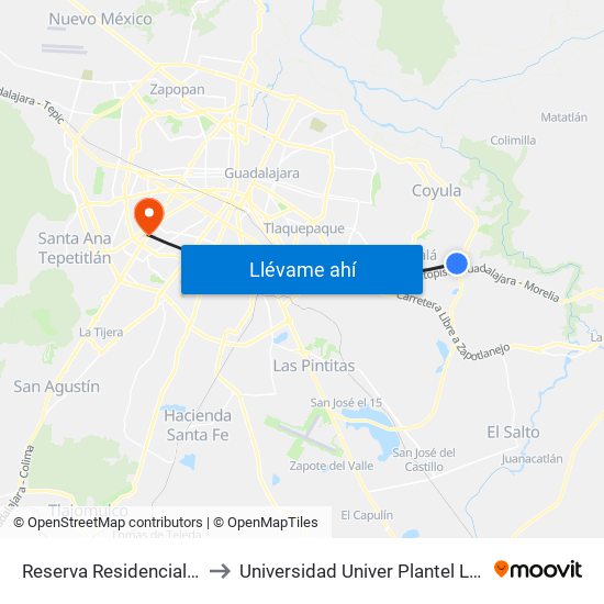 Reserva Residencial El Moral to Universidad Univer Plantel Loma Bonita map