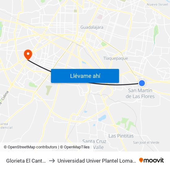 Glorieta El Cantarito to Universidad Univer Plantel Loma Bonita map