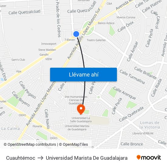 Cuauhtémoc to Universidad Marista De Guadalajara map