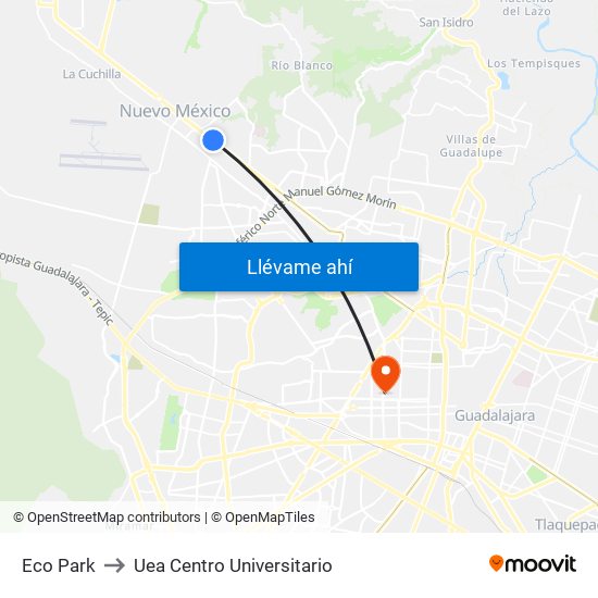 Eco Park to Uea Centro Universitario map