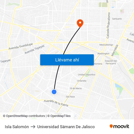 Isla Salomón to Universidad Sämann De Jalisco map