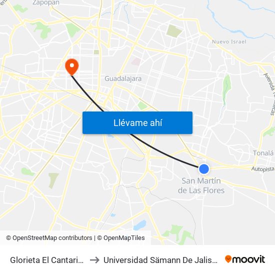 Glorieta El Cantarito to Universidad Sämann De Jalisco map