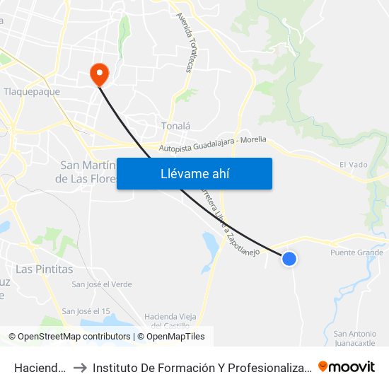 Hacienda La Gloria to Instituto De Formación Y Profesionalización De La Fiscalía General De Jalisco map