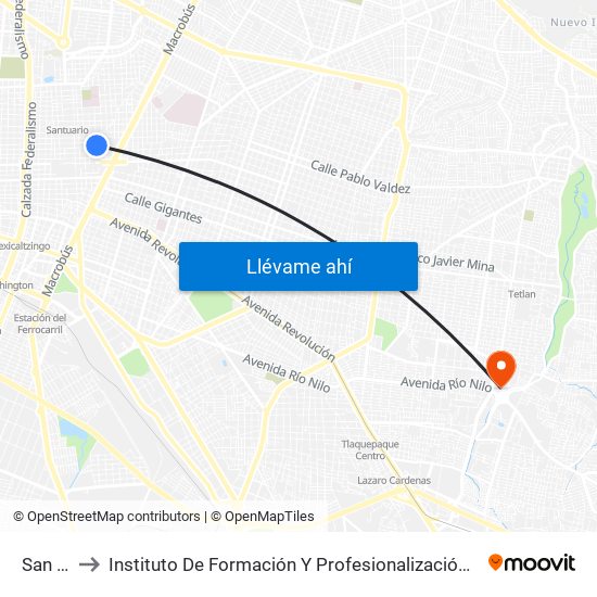 San Felipe to Instituto De Formación Y Profesionalización De La Fiscalía General De Jalisco map