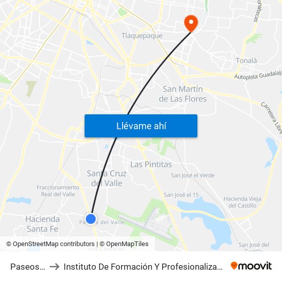 Paseos Del Valle to Instituto De Formación Y Profesionalización De La Fiscalía General De Jalisco map