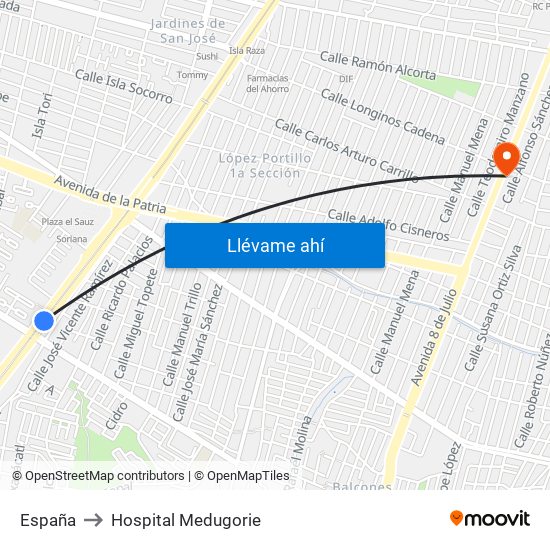 España to Hospital Medugorie map