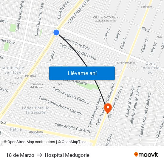 18 de Marzo to Hospital Medugorie map