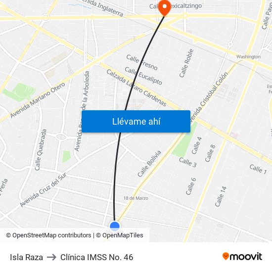 Isla Raza to Clínica IMSS No. 46 map