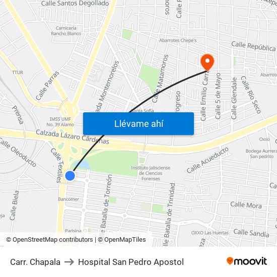 Carr. Chapala to Hospital San Pedro Apostol map