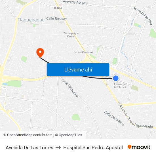 Avenida De Las Torres to Hospital San Pedro Apostol map