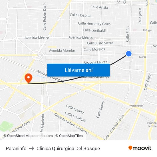 Paraninfo to Clinica Quirurgica Del Bosque map
