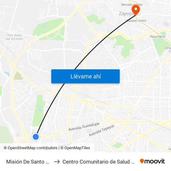 Misión De Santo Tomás to Centro Comunitario de Salud Mental #1 map