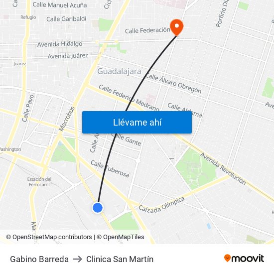 Gabino Barreda to Clinica San Martín map