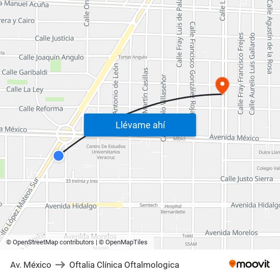 Av. México to Oftalia Clínica Oftalmologica map