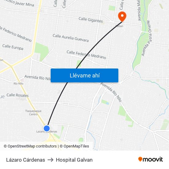 Lázaro Cárdenas to Hospital Galvan map