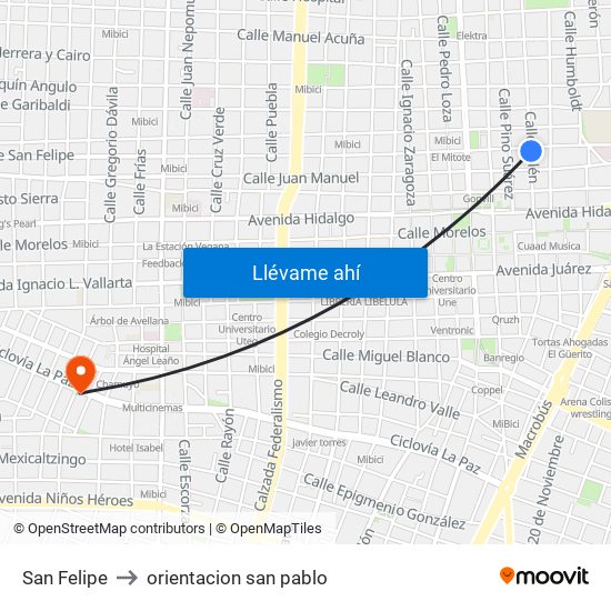 San Felipe to orientacion san pablo map