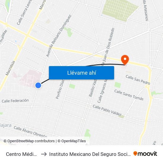 Centro Médico to Instituto Mexicano Del Seguro Social map