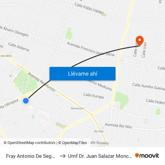 Fray Antonio De Segovia to Umf Dr. Juan Salazar Moncayo map
