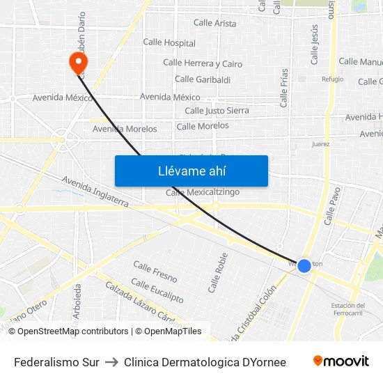 Federalismo Sur to Clinica Dermatologica DYornee map